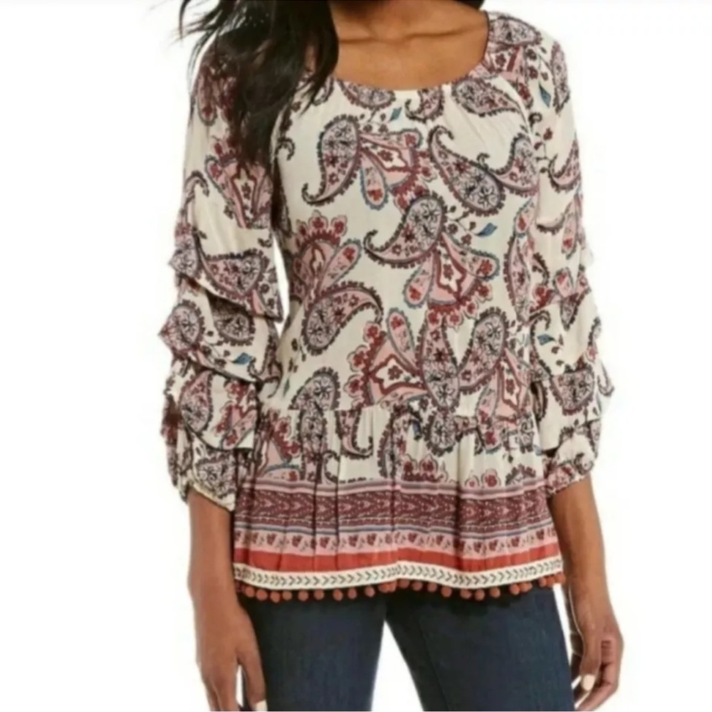 Democracy Women’s Paisley Bohemian Blouse Size XS
